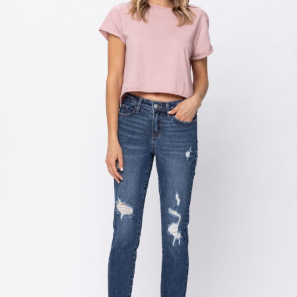 NWT Judy Blue Mid-Rise Vintage Cut Off Relaxed Fit Jeans 88135REG Size 15/32